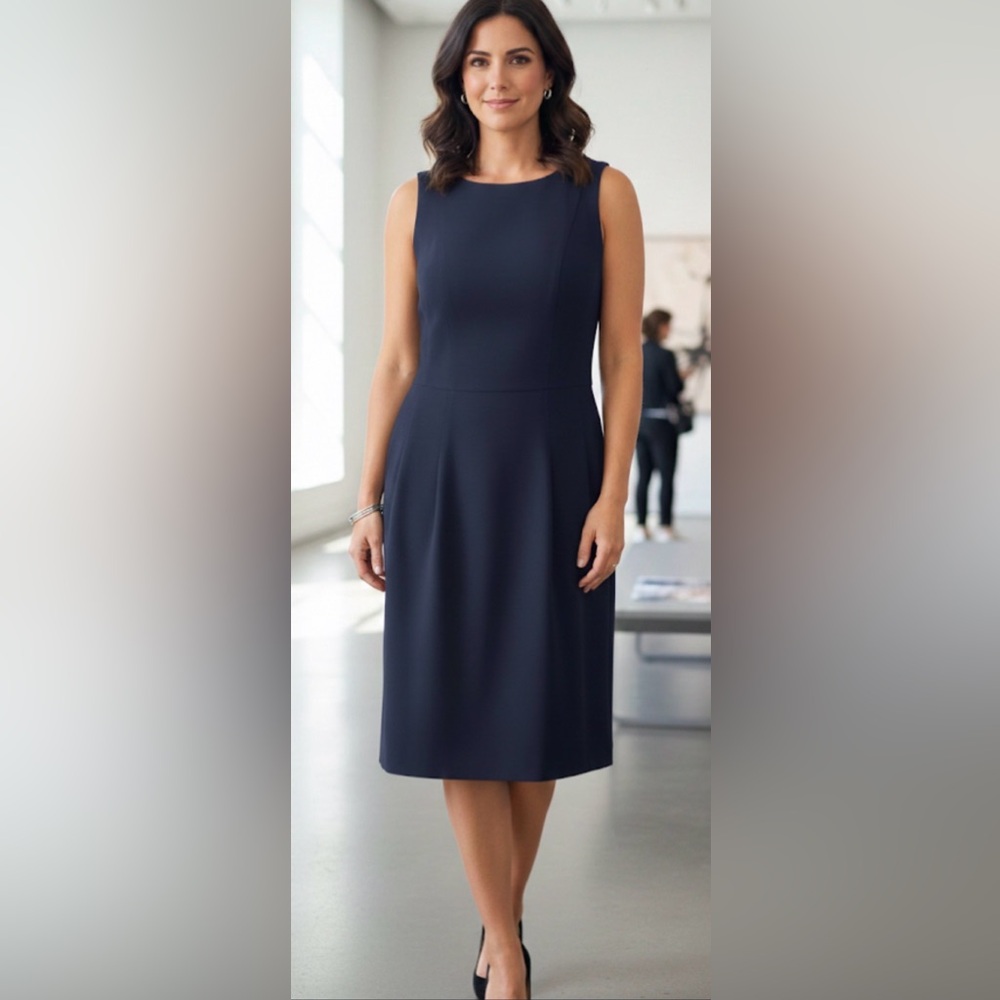 Vintage Esprit Classic Navy Blue Sleeveless Midi Dress Size 14